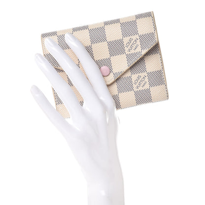 Louis Vuitton Damier Azur Victorine Wallet Rose Ballerine 2 of 9