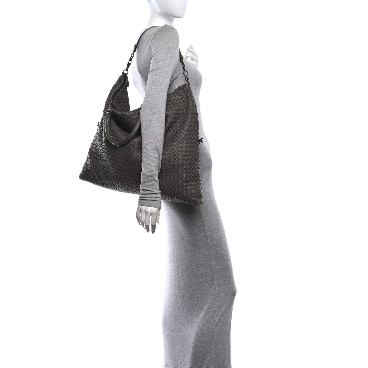 Nappa Intrecciato Maxi Convertible Tote Steel