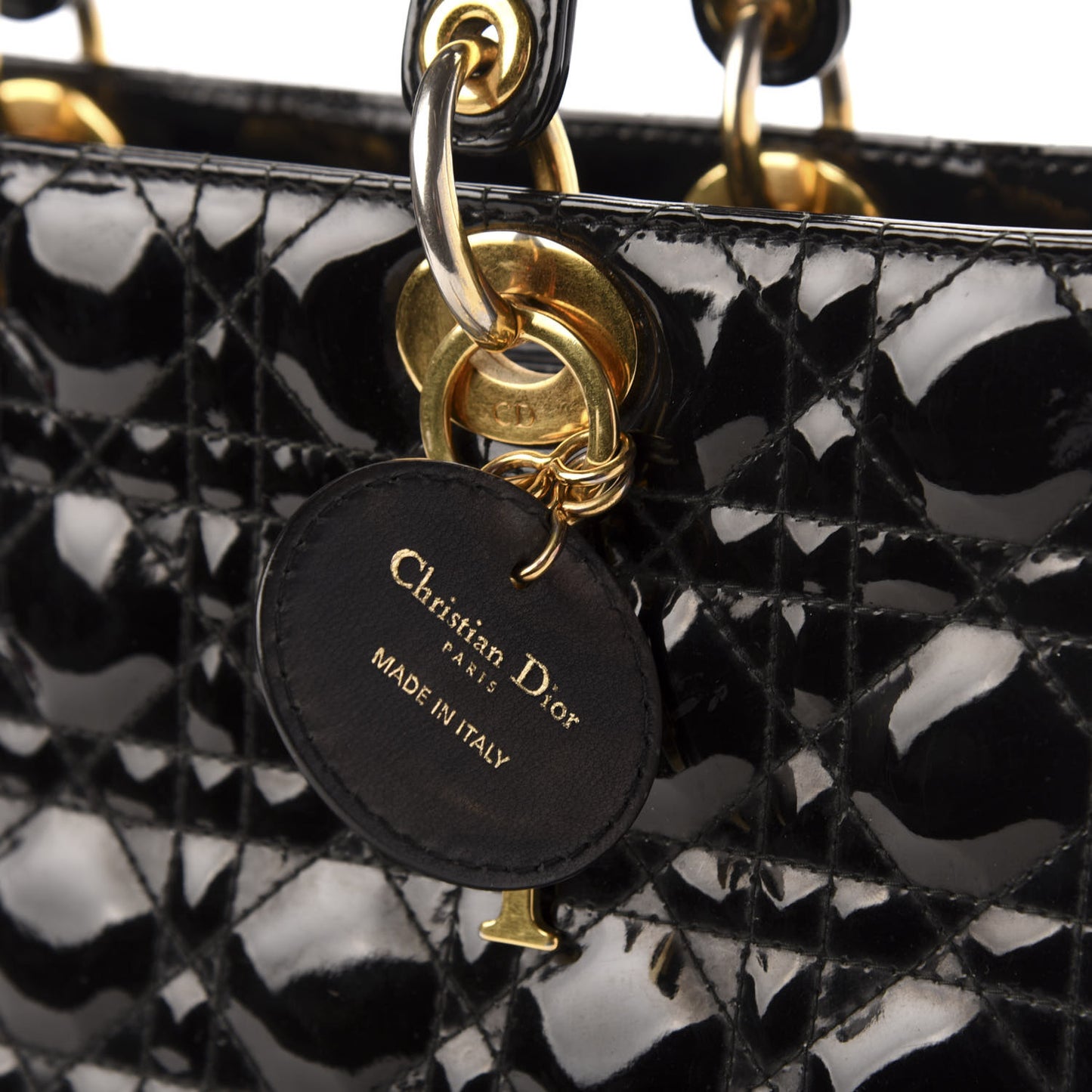 Patent Cannage Large Lady Dior Black