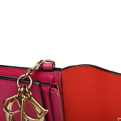 Christian Dior Smooth Calfskin Bi-Color Diorissimo Envelope Wallet Pink Red 9 of 10
