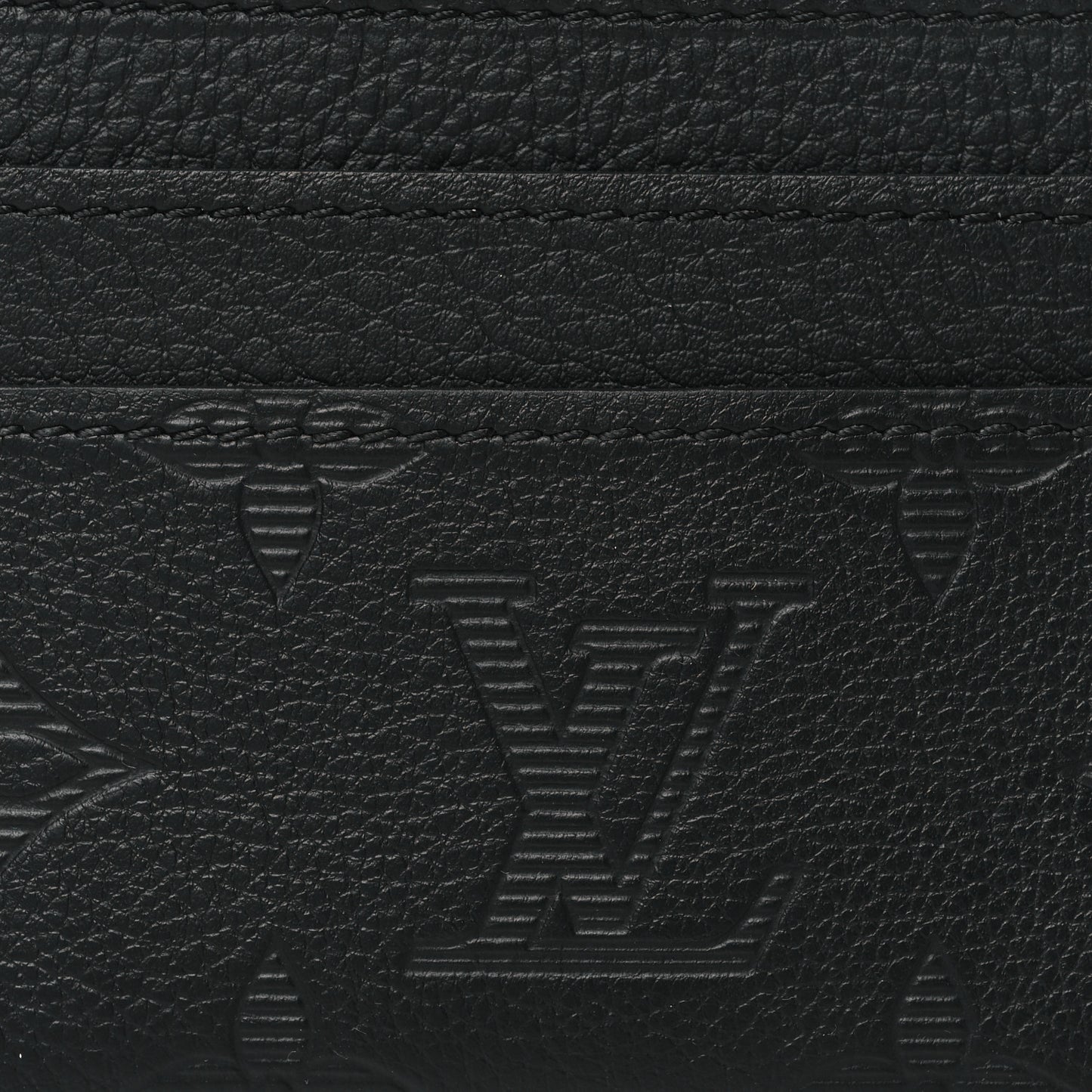 Calfskin Monogram Shadow Double Card Holder Black