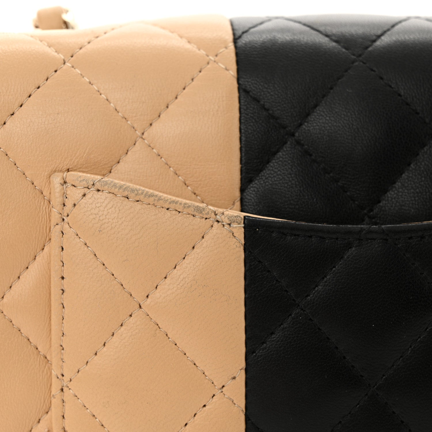 Chanel Lambskin Quilted Mini Rectangular Flap Beige Black 14 of 18