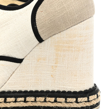 Chanel Raffia Lace Up Wedge Espadrilles 36 Beige 11 of 12