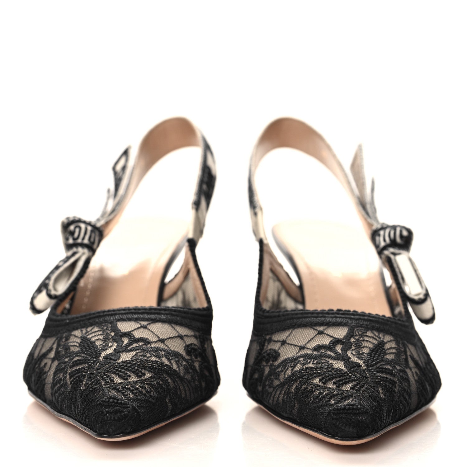 Christian Dior Mesh Butterly Embroidered J'Adior Slingback 65mm Pumps 38 Black 3 of 9