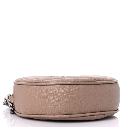 Saint Laurent Grain De Poudre Matelasse Chevron Quilted Round Vinyle Camera Bag Gold Sand 3 of 7
