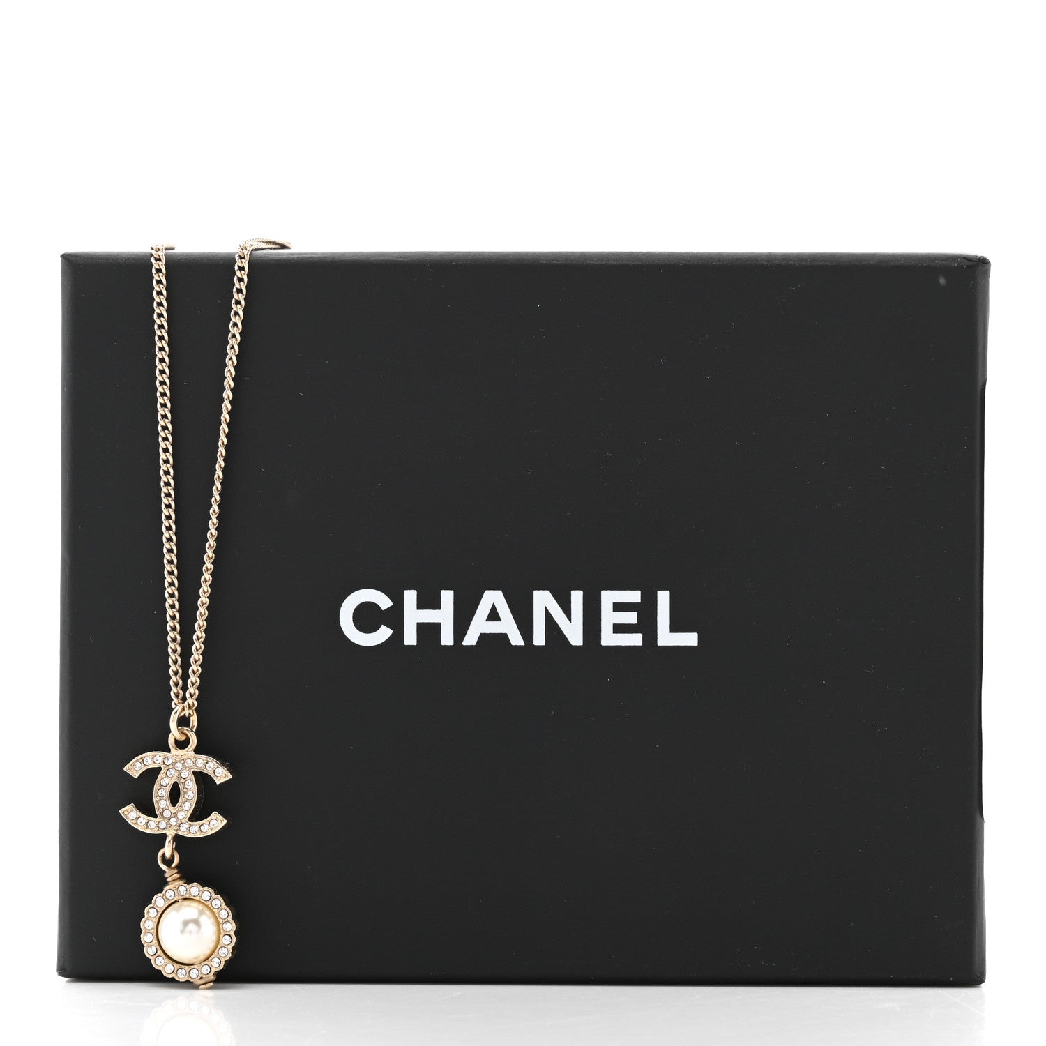 Chanel Pearl Crystal CC Pendant Necklace Gold 6 of 6
