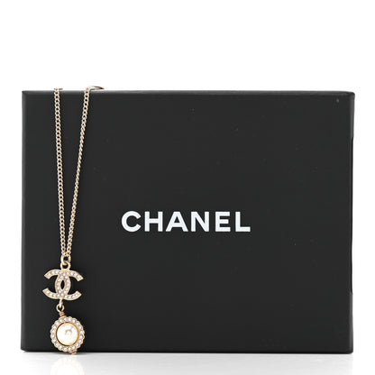 Chanel Pearl Crystal CC Pendant Necklace Gold 6 of 6