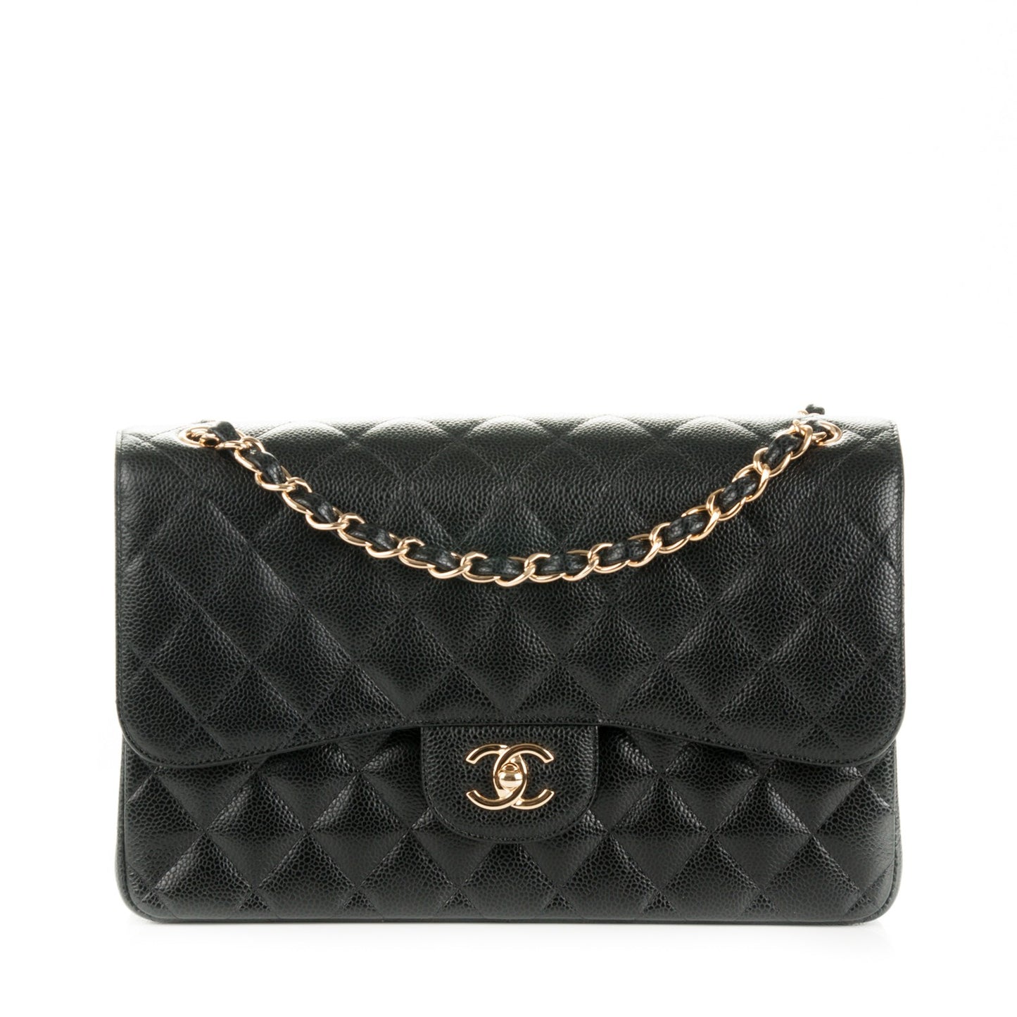 Caviar Quilted Jumbo Double Flap Black
