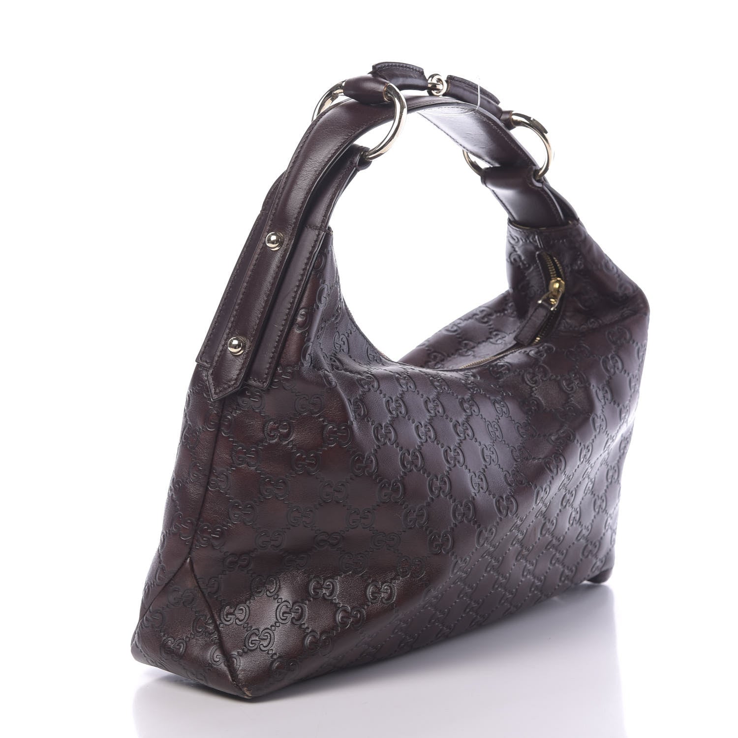Gucci Guccissima Medium Horsebit Chain Hobo Dark Brown 3 of 10