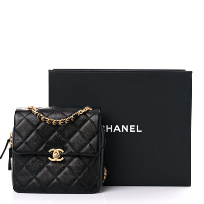 Chanel Shiny Caviar Quilted Chain Melody Backpack Black 10 of 10