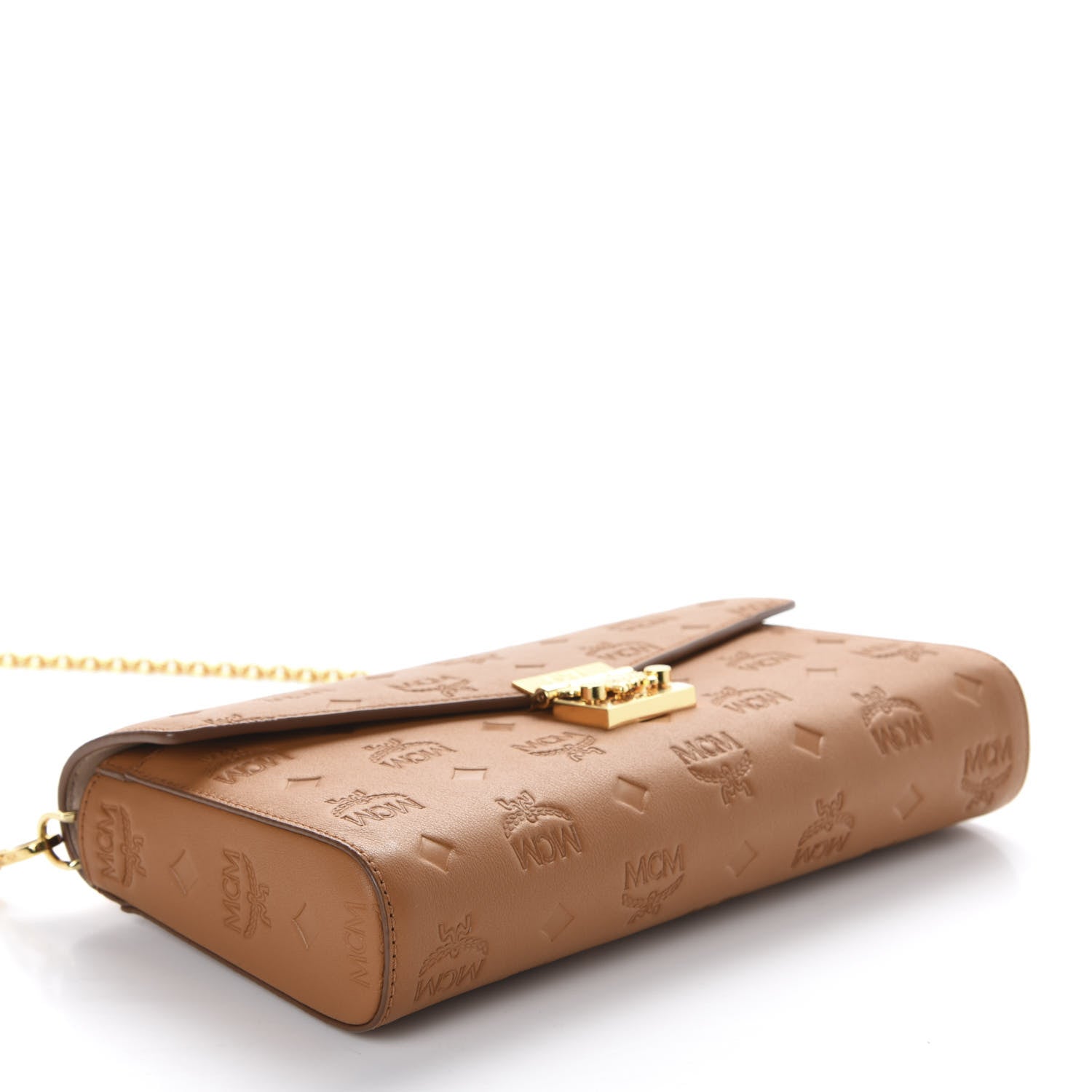 MCM Calfskin Ottomar Monogram Medium Millie Crossbody Bag Cognac 4 of 9
