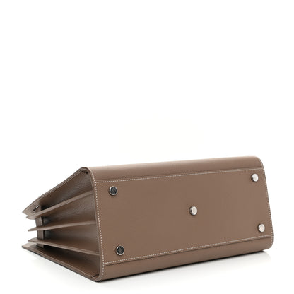 Saint Laurent Grained Calfskin Topstitch Small Classic Sac De Jour Taupe 4 of 9