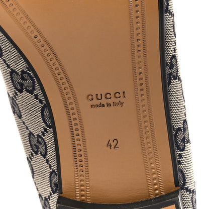 Gucci Monogram Malaga Kid Horsebit Womens Jordaan Loafers 42 Beige Blue 6 of 9