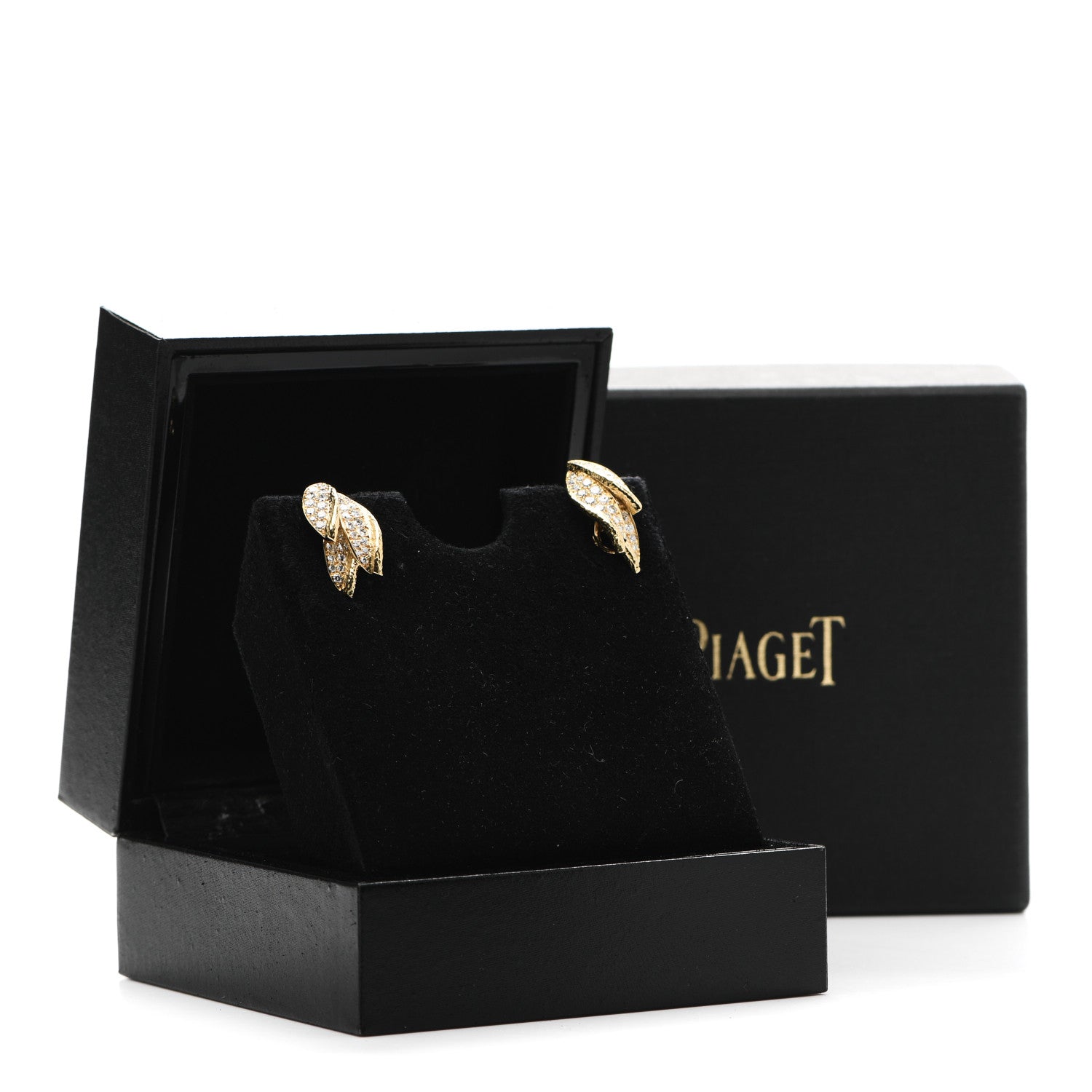Piaget 18K Yellow Gold Diamond Leaf Clip-On Earrings 6 of 6
