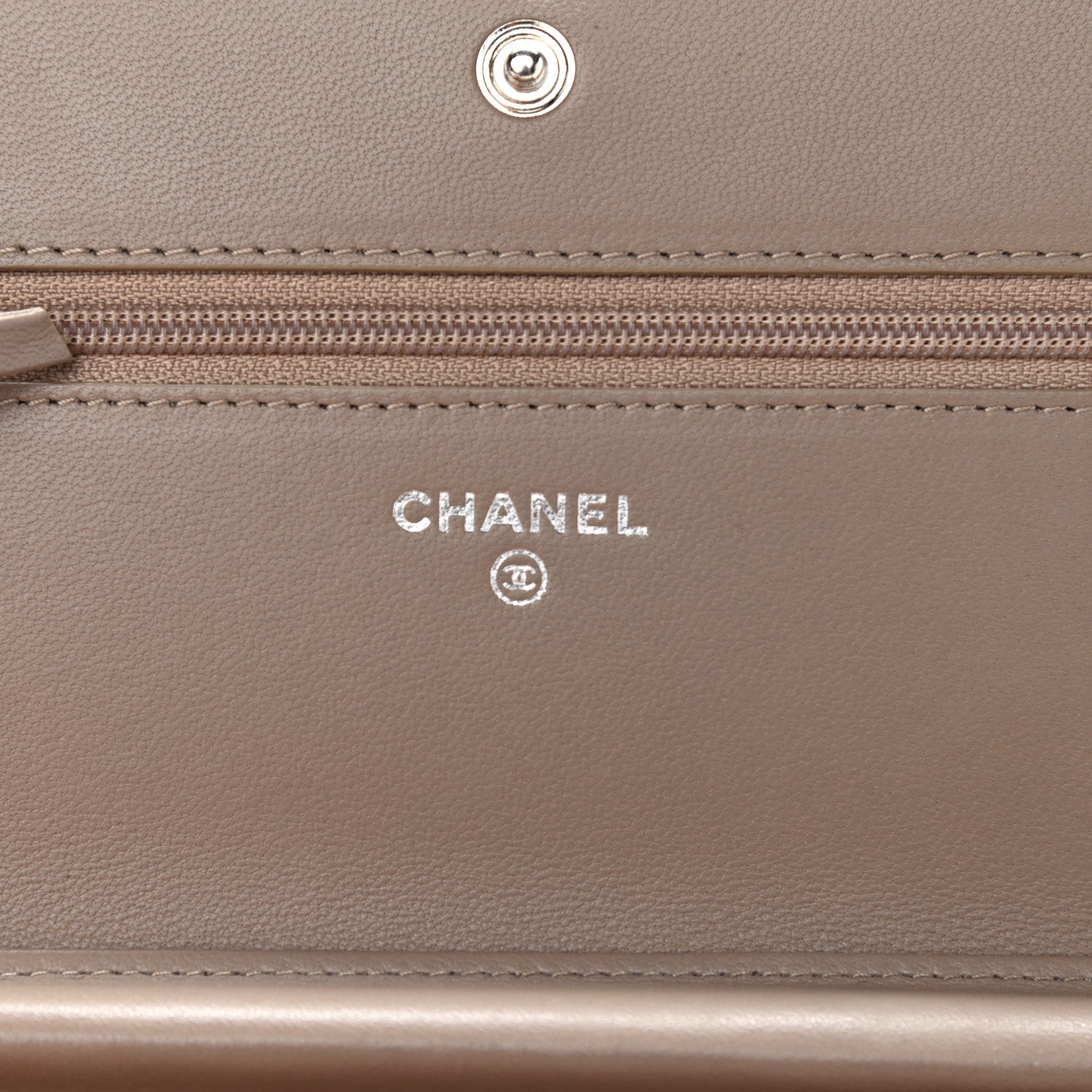 Chanel Lambskin Quilted Wallet on Chain WOC Taupe 6 of 13