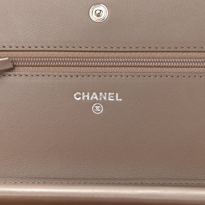 Chanel Lambskin Quilted Wallet on Chain WOC Taupe 6 of 13