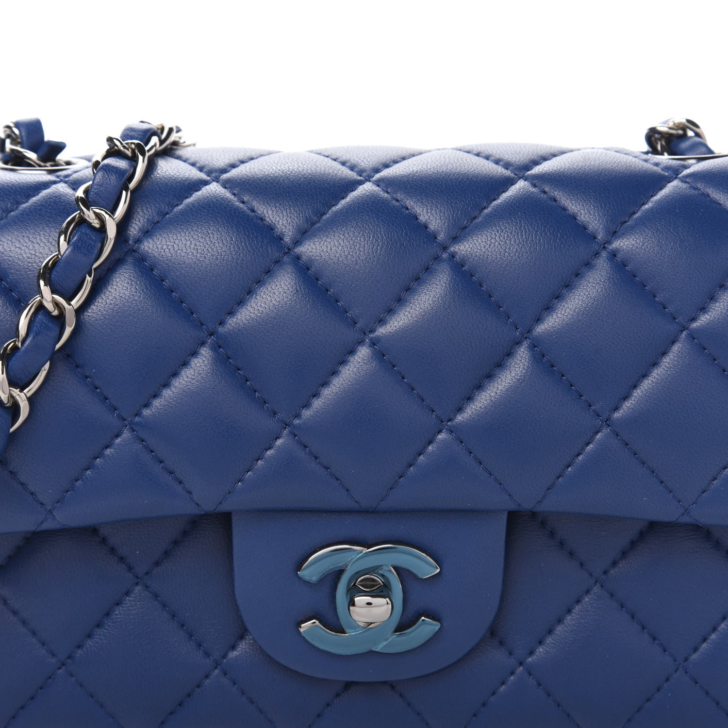 Chanel Lambskin Quilted Mini Rectangular Flap Dark Blue 10 of 11