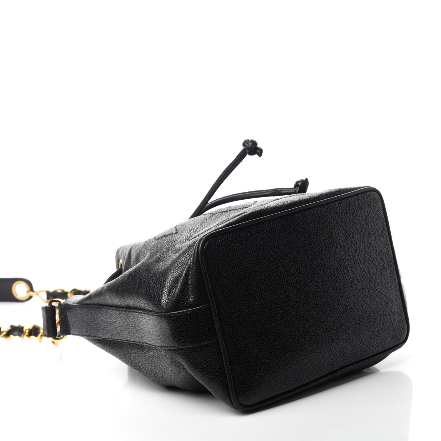 Chanel CC Stitched Drawstring Bucket Bag Black 5 of 12