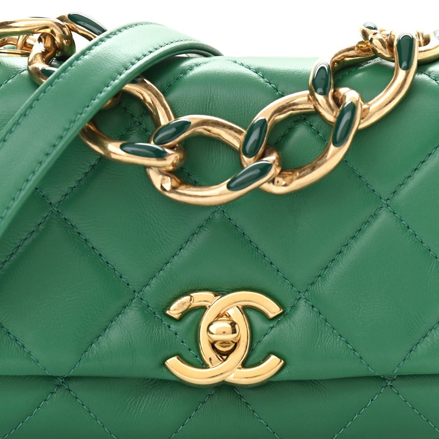 Chanel Lambskin Quilted Mini Color Match Flap Green 8 of 11