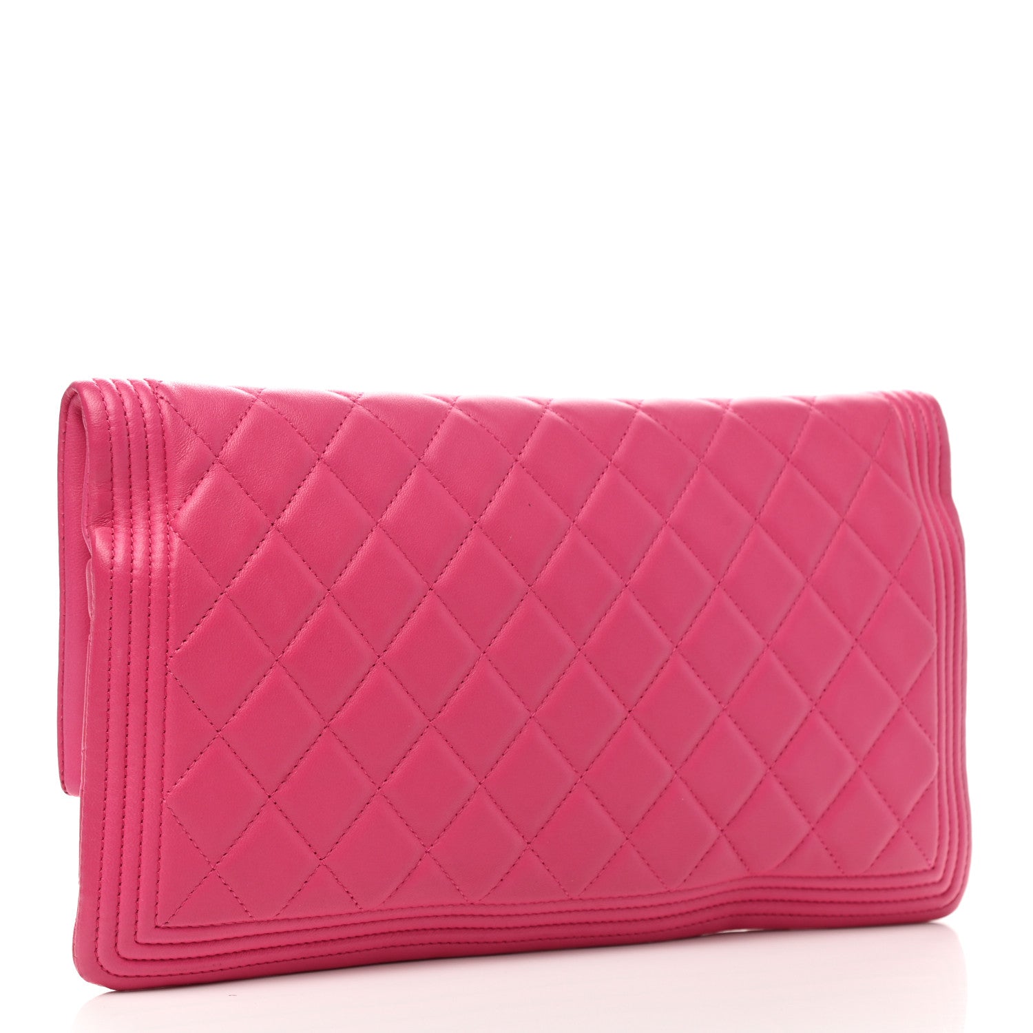 Chanel Lambskin Quilted Beauty CC Boy Clutch Fuchsia 2 of 6