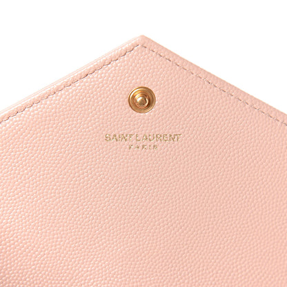Saint Laurent Grain De Poudre Matelasse Chevron Monogram Chain Wallet Rose Antic 6 of 10