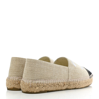 Chanel Toile Sequin CC Espadrilles 37 Beige Black 4 of 9