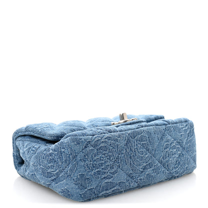Chanel Denim Quilted Camellia Sweetheart Mini Flap Blue 4 of 10