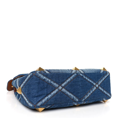 Valentino Garavani Denim Large Roman Stud Shoulder Bag Light Denim Selleria 4 of 9
