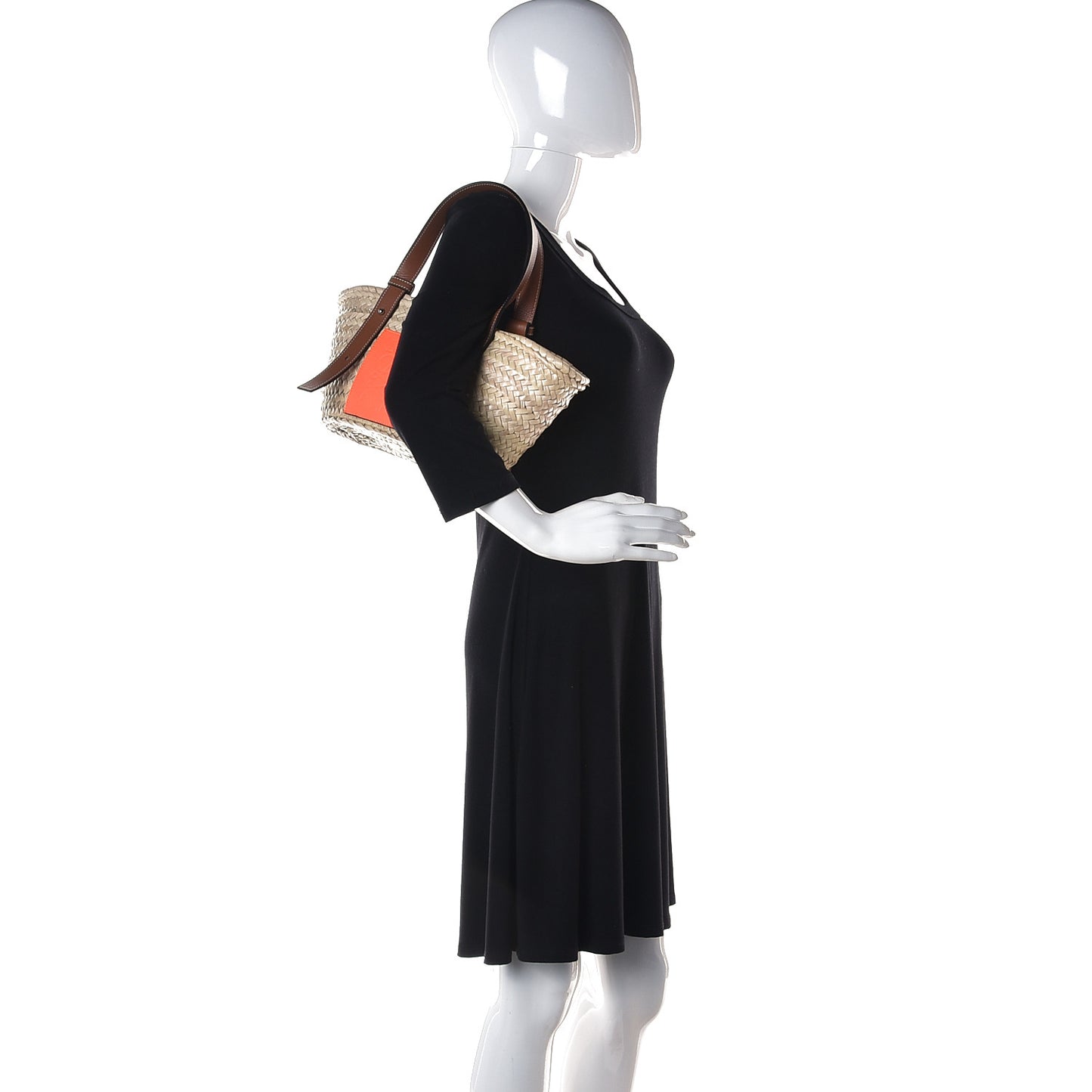 Raffia Small Basket Tote Bag Natural Orange