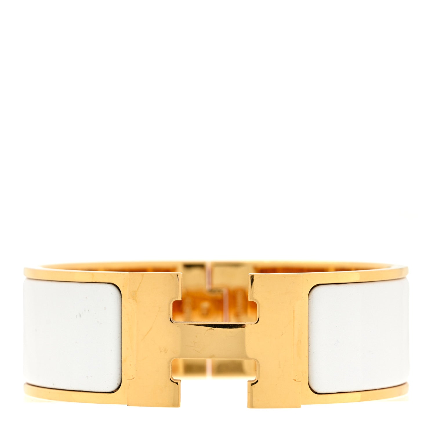 Hermes Enamel Wide Clic Clac H Bracelet PM White 1 of 4
