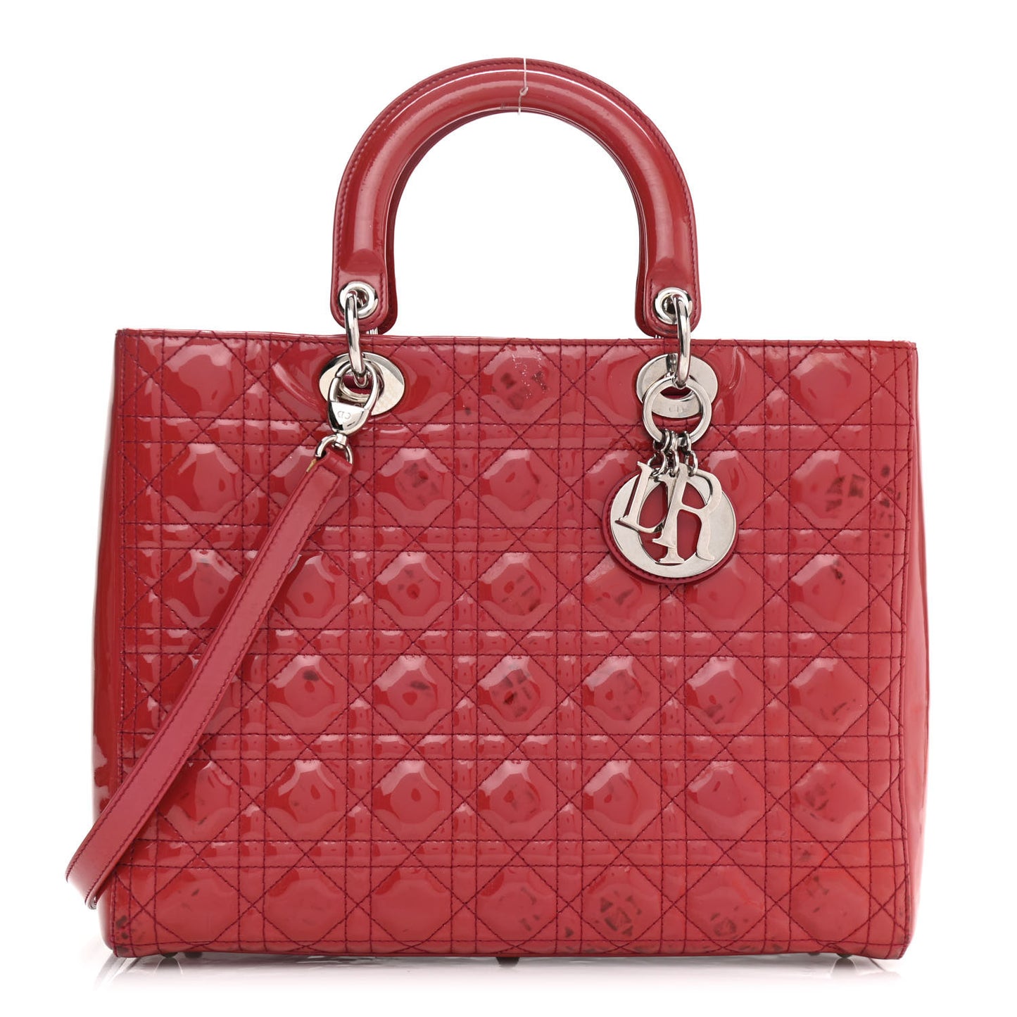 Patent Cannage Large Lady Dior Fuchsia