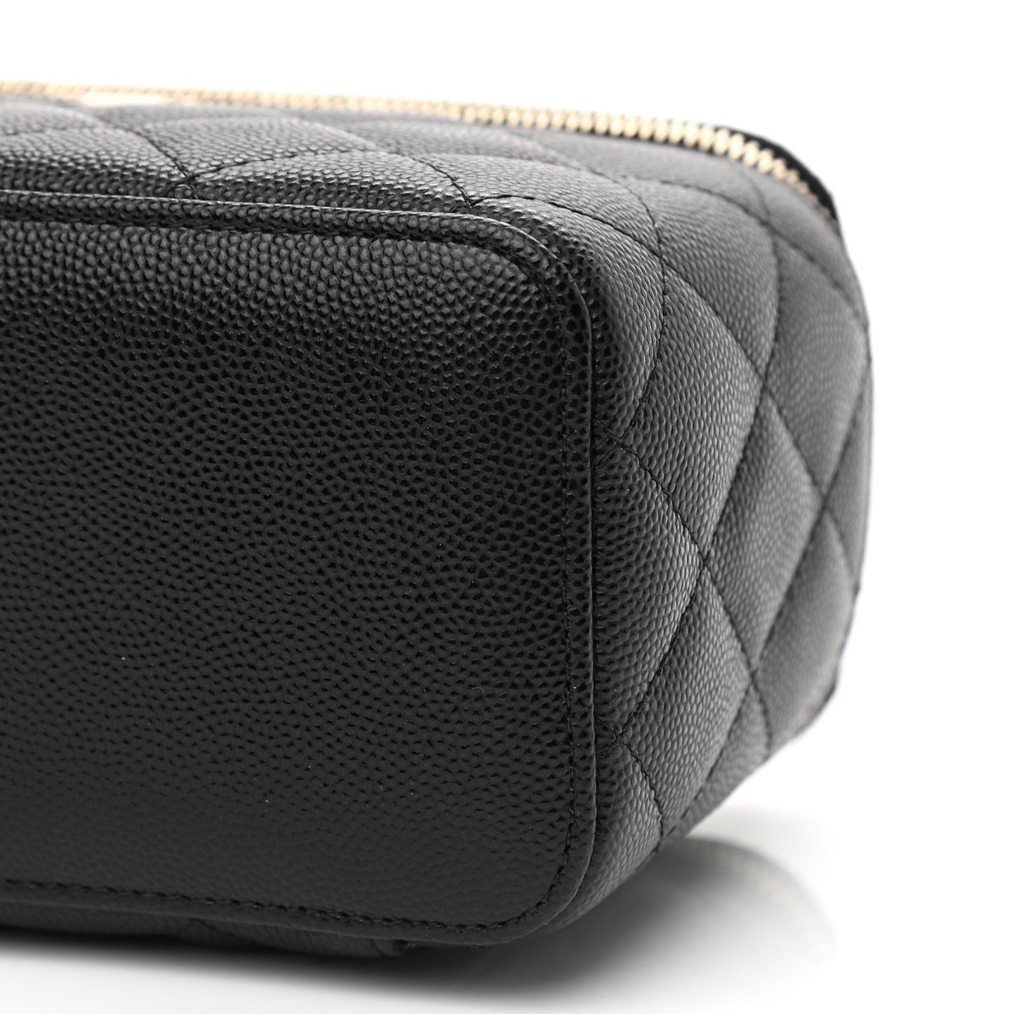 Caviar Quilted Small Vanity Case With Chain Black