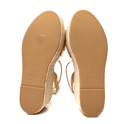 Valentino Garavani Metallic Kidskin Atelier 03 Rose Edition Espadrille 45/90mm Platform Sandals 40 Antique Brass 5 of 10