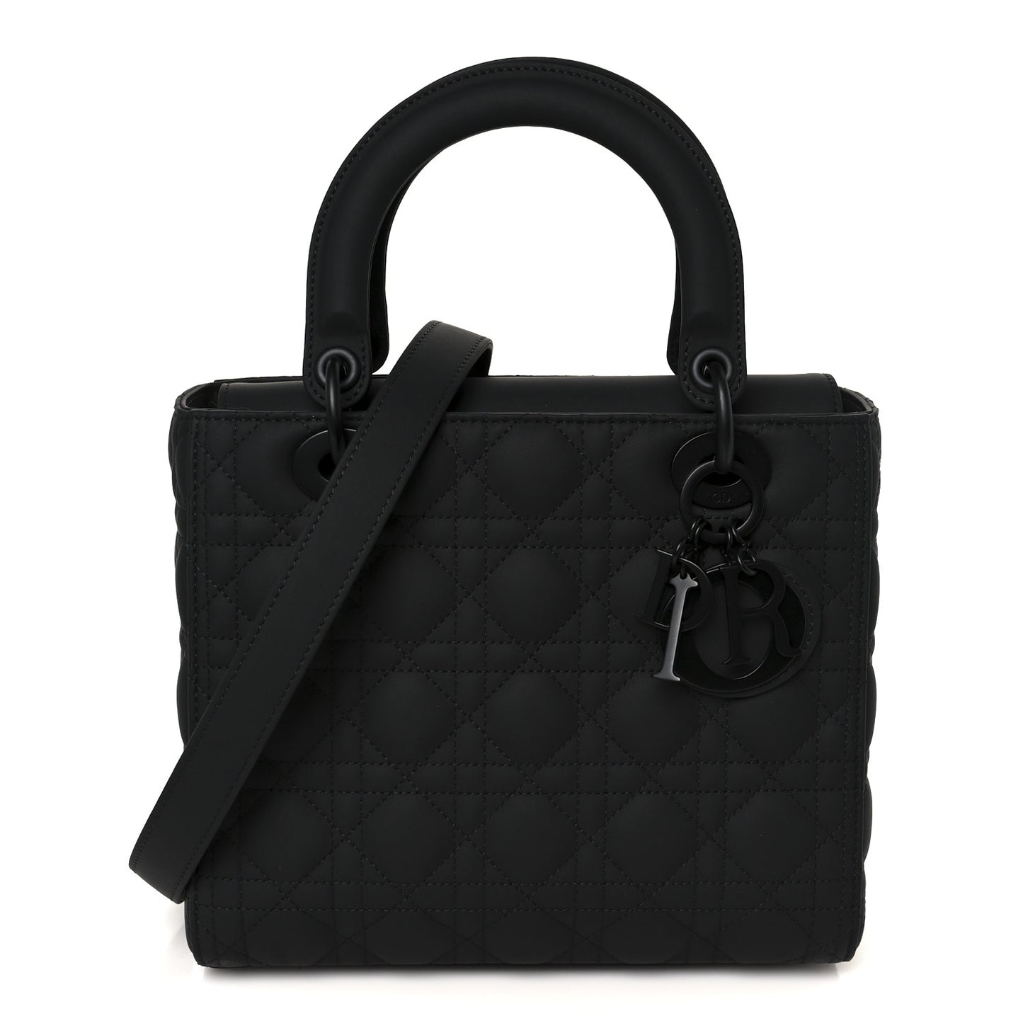 Ultra Matte Calfskin Cannage Medium Lady Dior Black