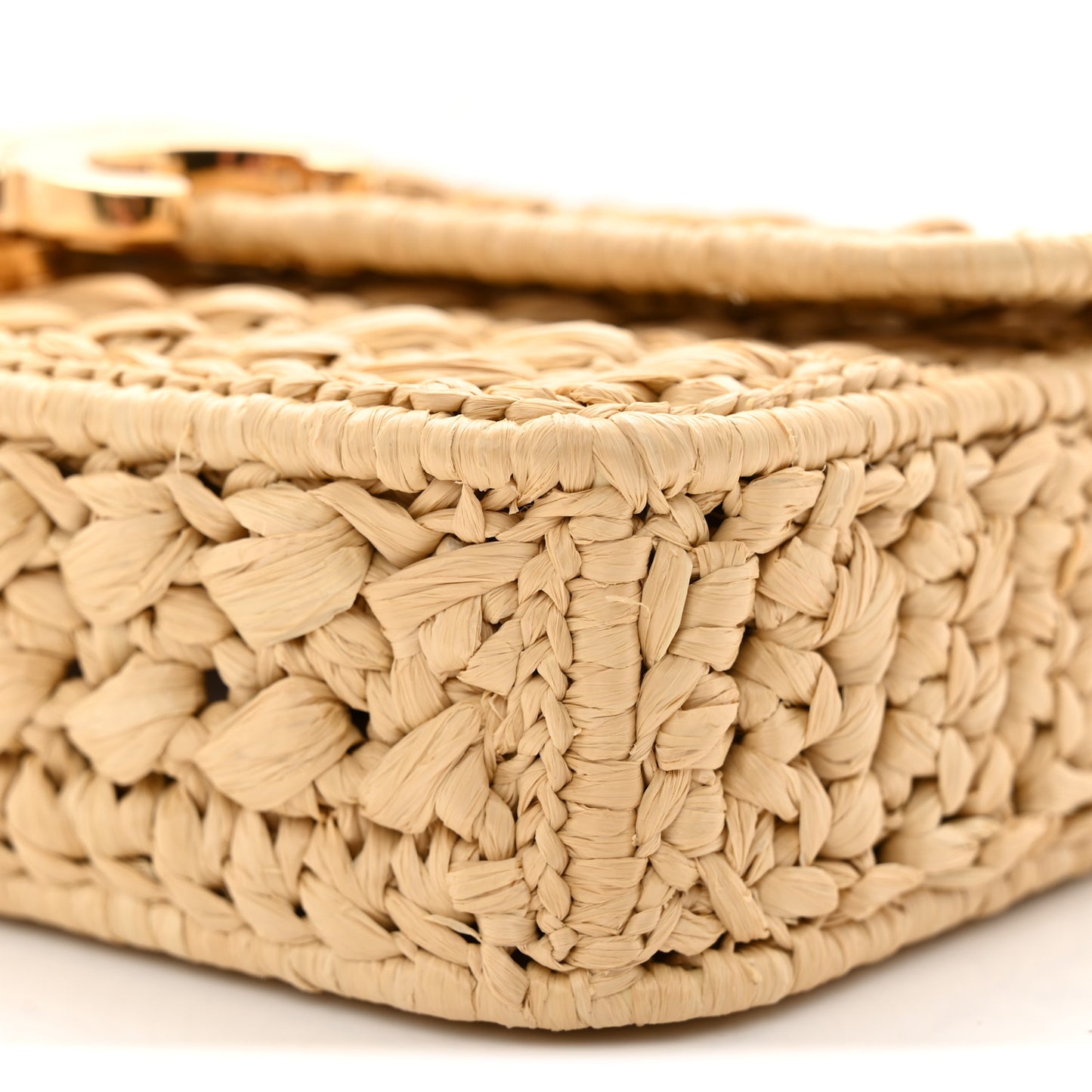 Raffia Effect Claude Chain Shoulder Bag Natural