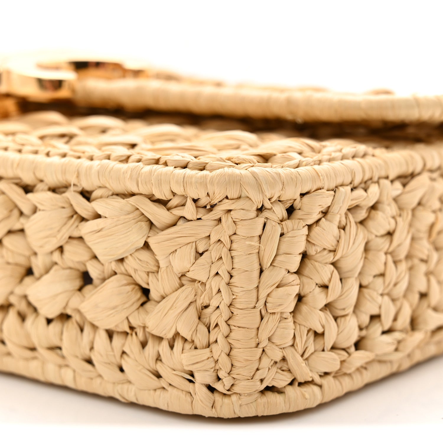 Celine Raffia Effect Claude Chain Shoulder Bag Natural 9 of 10