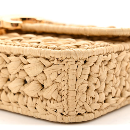 Celine Raffia Effect Claude Chain Shoulder Bag Natural 9 of 10