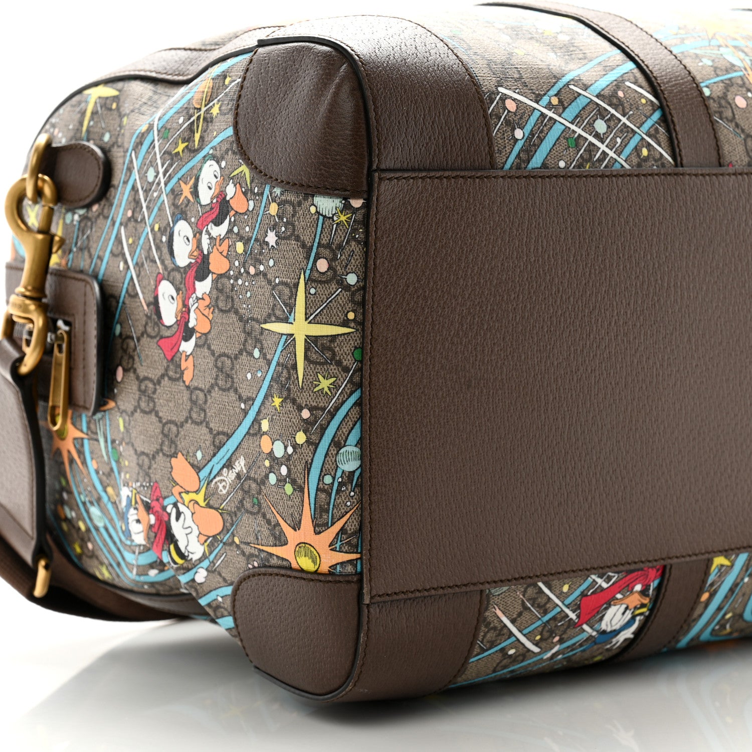 Gucci X DISNEY GG Supreme Monogram Donald Duck Retro Interlocking G Duffle Bag Beige Multicolor New Acero 8 of 11