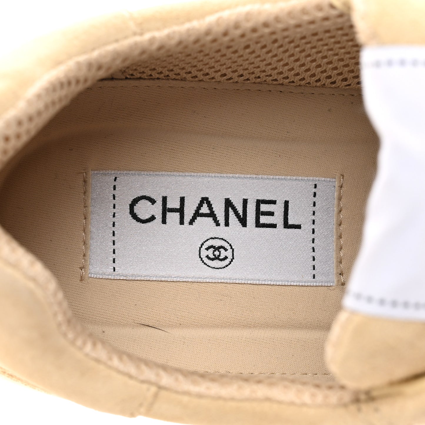 Suede Calfskin Logo Sneakers 37 Beige