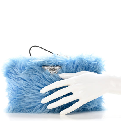 Prada Eco Pelliccia Faux Fur Wristlet Clutch Azzurro 2 of 8
