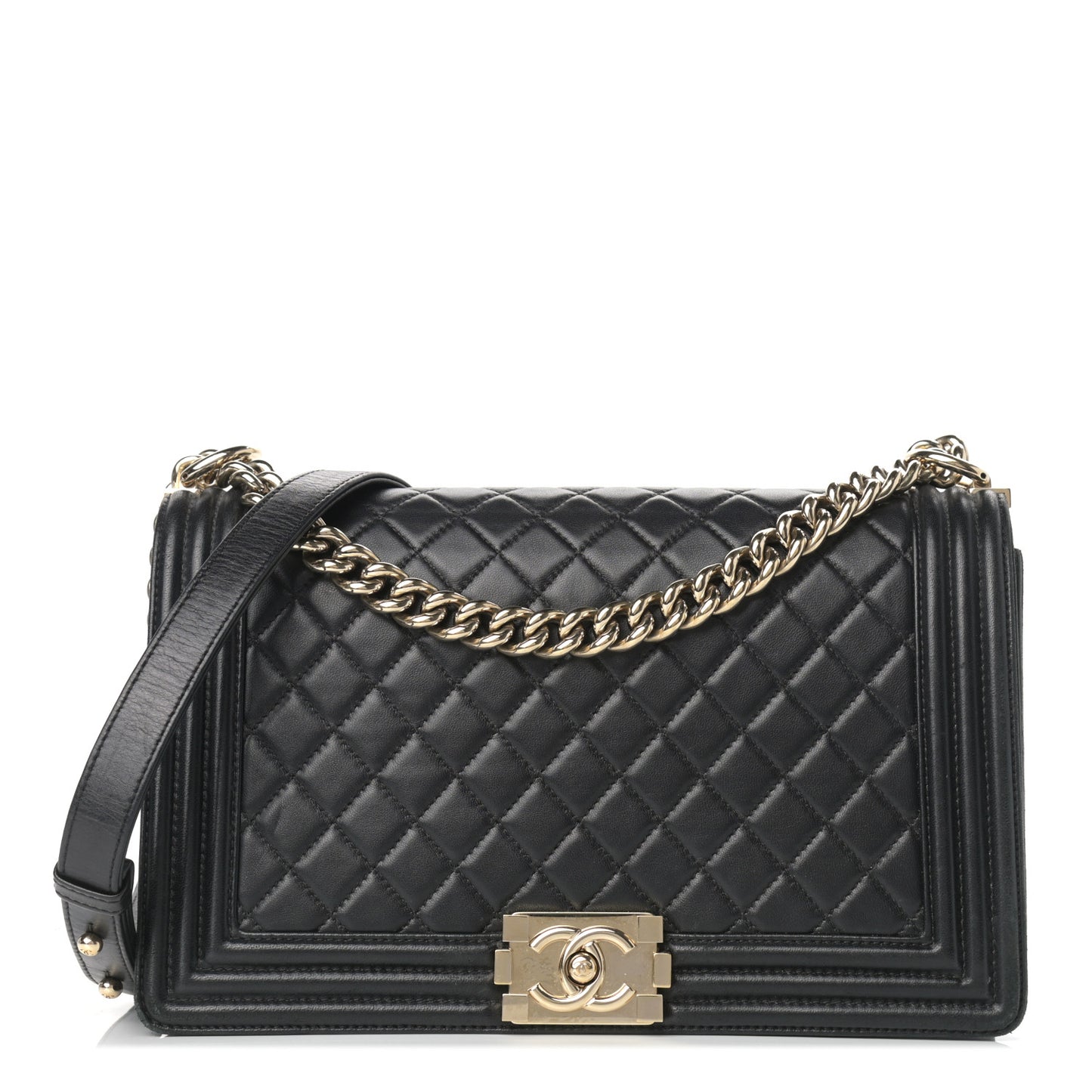 Lambskin Quilted New Medium Boy Flap Black