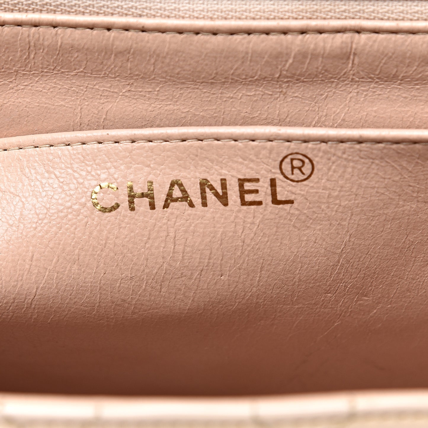 Patent Quilted Jumbo XL Chain Around Flap Beige