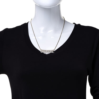 Chanel Metal Crystal Logo Necklace Gold 2 of 6