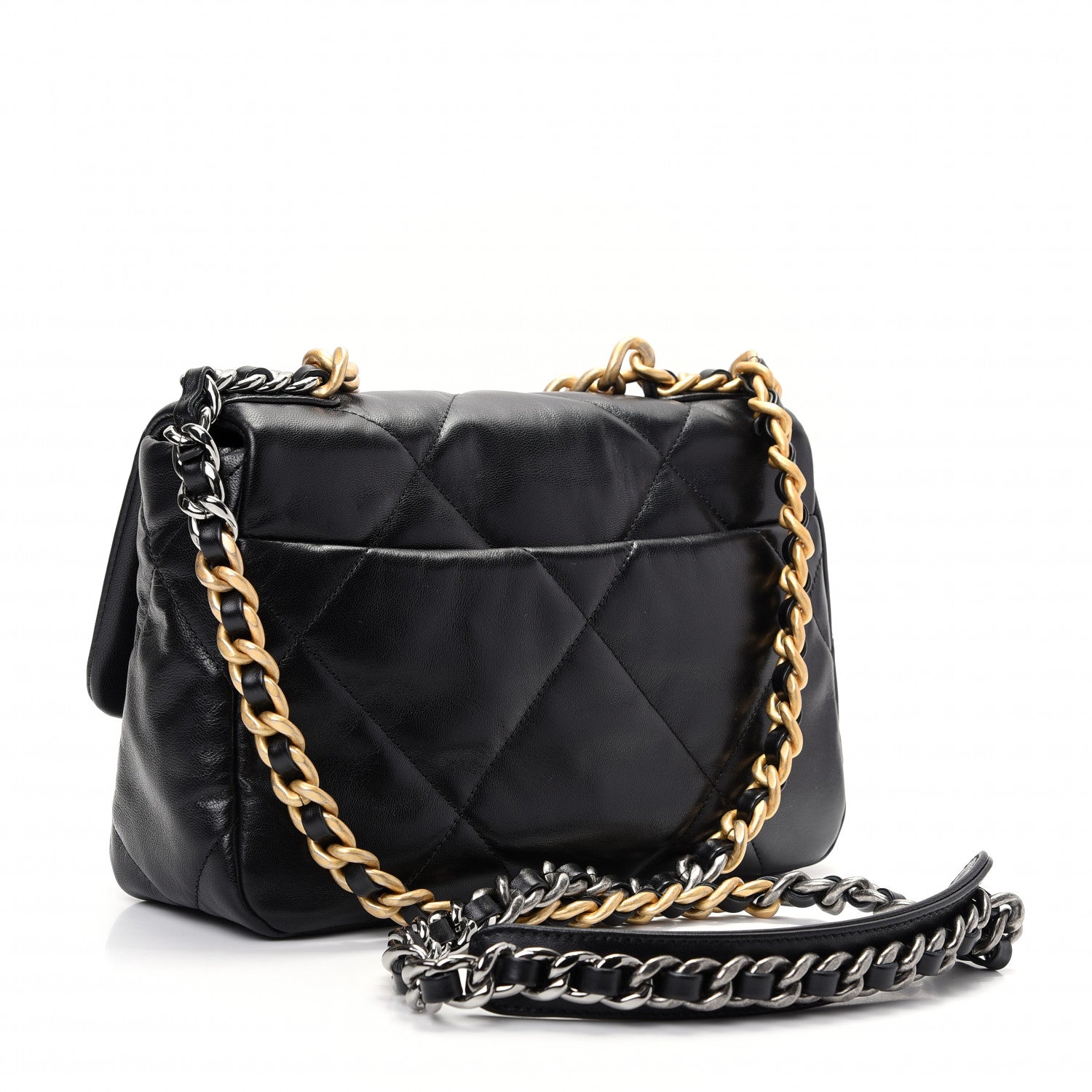 Chanel Shiny Goatskin Quilted Medium Chanel 19 Flap Black 2 of 9