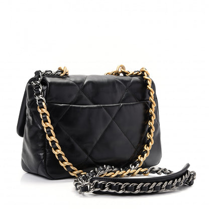 Chanel Shiny Goatskin Quilted Medium Chanel 19 Flap Black 2 of 9