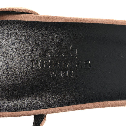 Hermes Suede Goatskin Crystal Heden 80 Sandals 38.5 Rose Perle 8 of 9