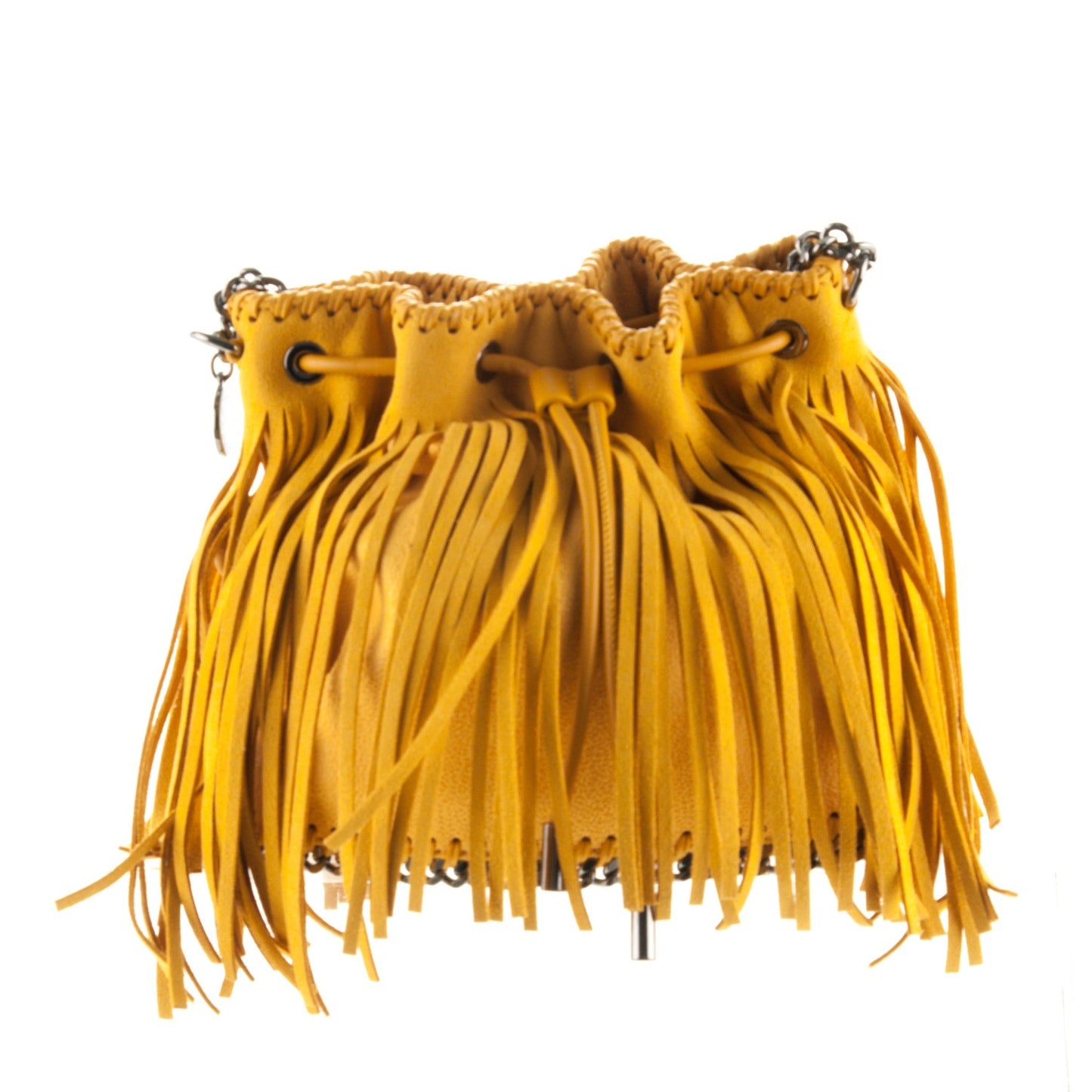 Shaggy Deer Fringe Falabella Bucket Bag Sun