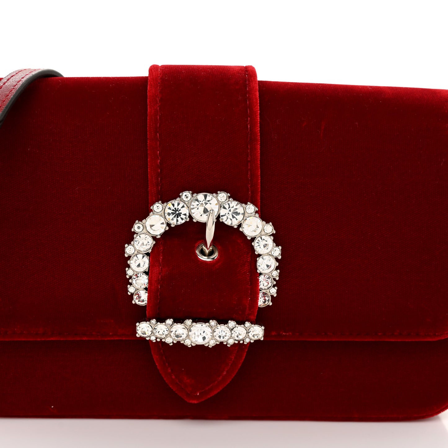 Velvet Crystal Cheri Wallet on Chain Royal Red