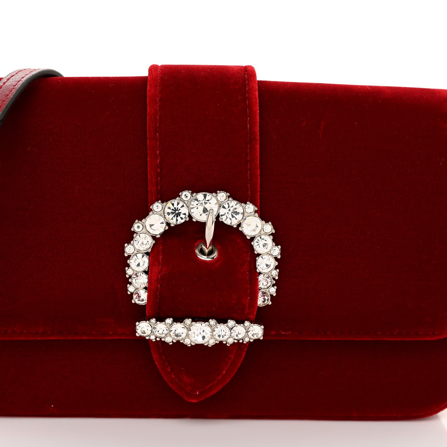 Jimmy Choo Velvet Crystal Cheri Wallet on Chain Royal Red 8 of 10