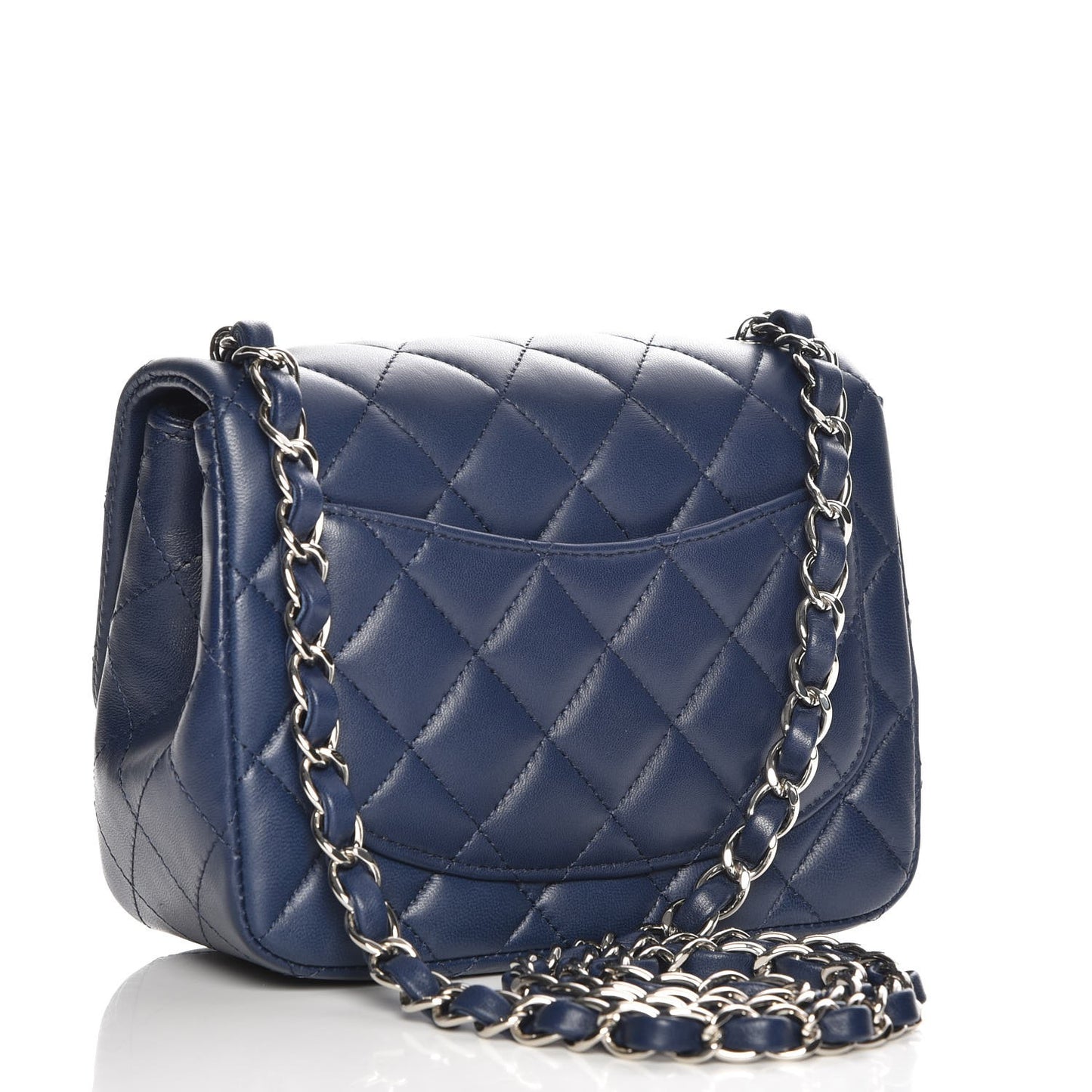 Lambskin Quilted Mini Square Flap Navy